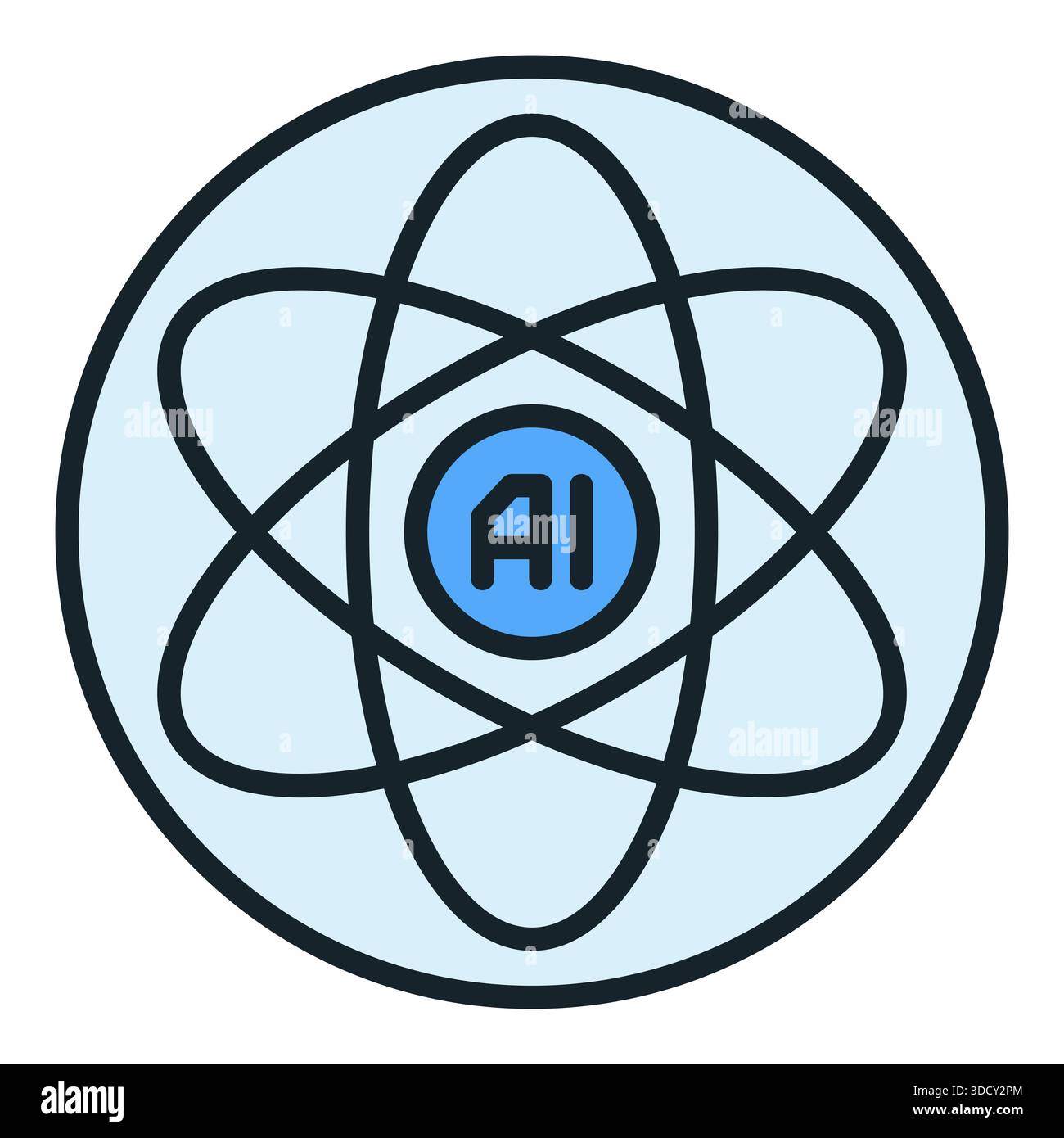 AI Atom vector Artificial Intelligence Molecule concept colored round icon or design element Stock Vector