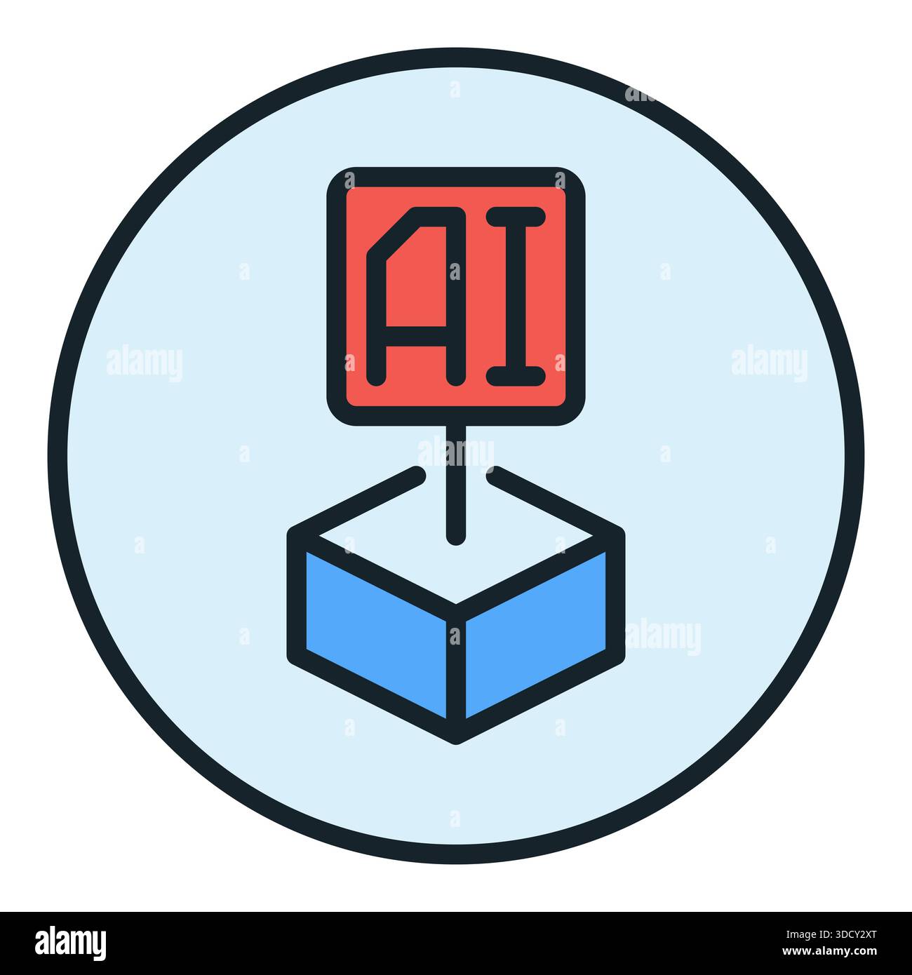 Artificial Intelligence Block vector AI technology concept colored round icon or logo element Stock Vector