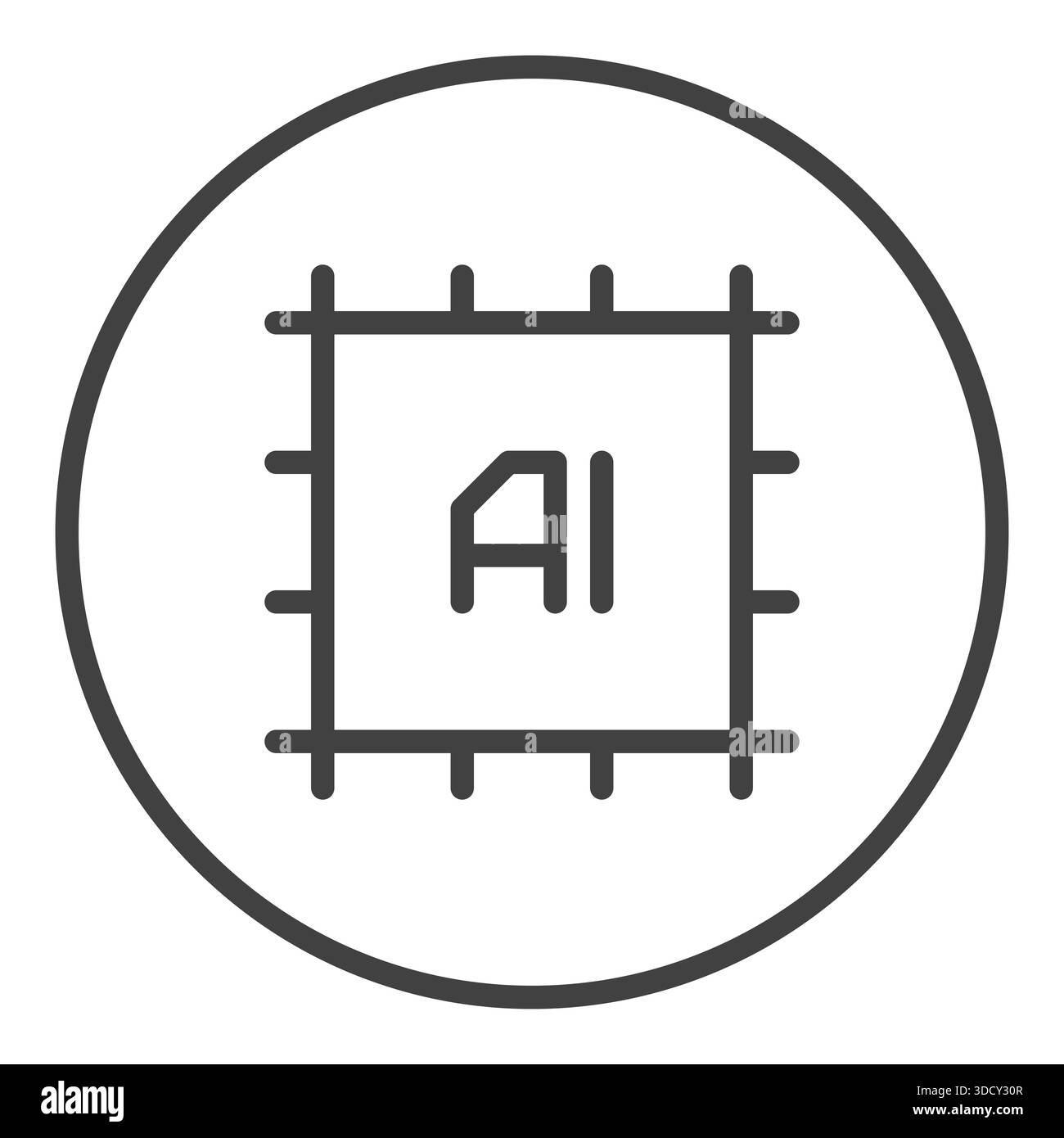 AI CPU vector concept Artificial Intelligence Chip round icon or symbol ...