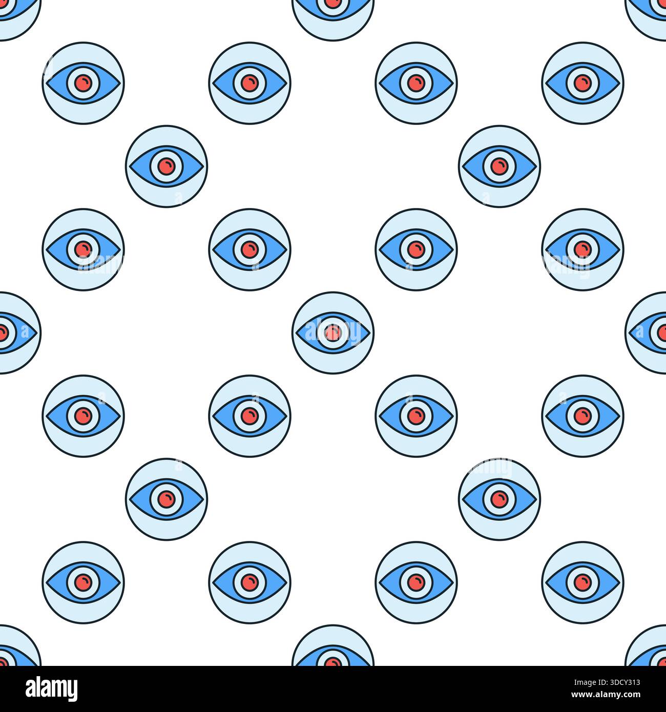 AI Eye vector Artificial Intelligence Vision concept linear round colored seamless pattern Stock Vector