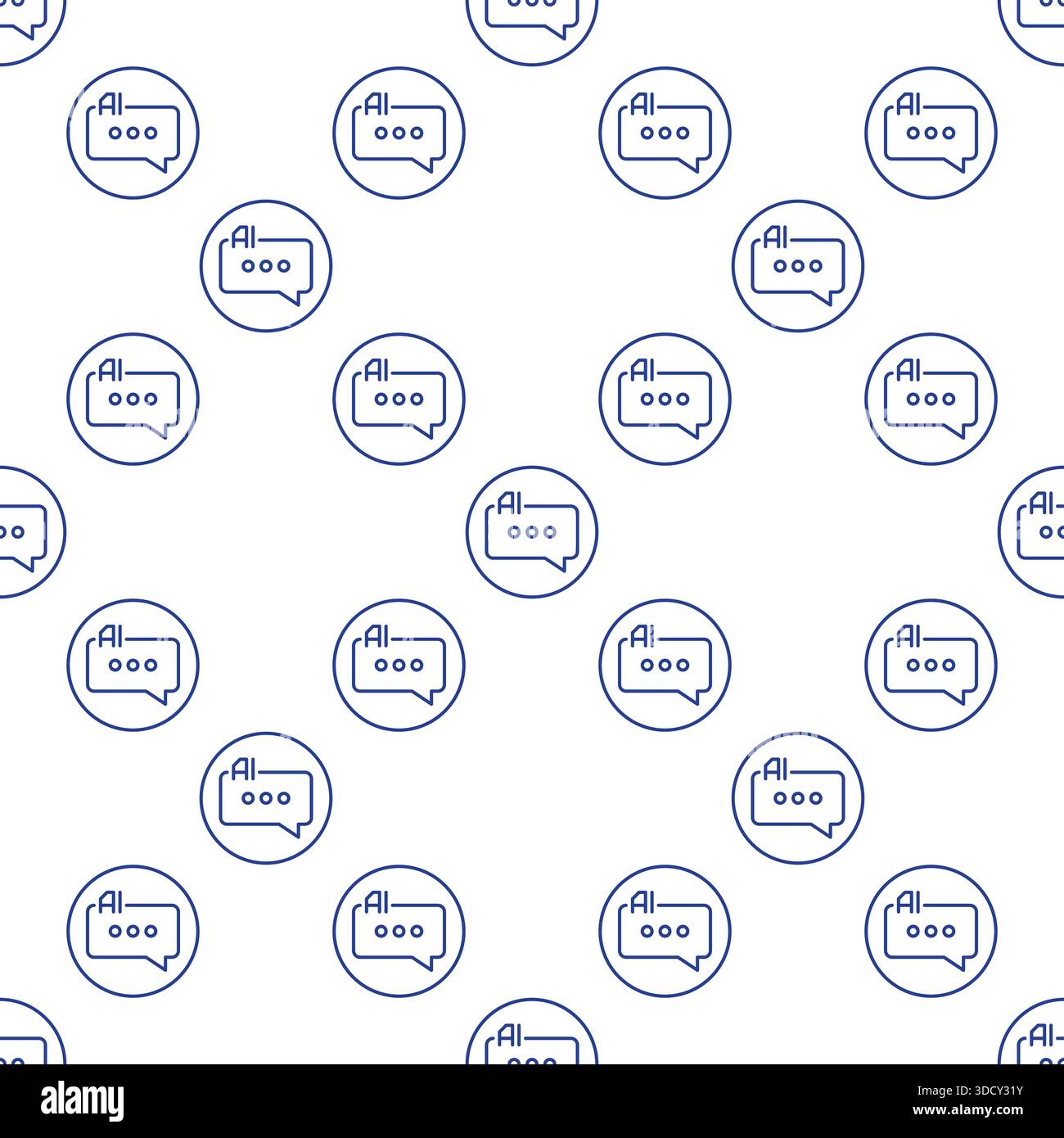 Artificial Intelligence Speech Bubble vector AI concept outline round seamless pattern Stock Vector