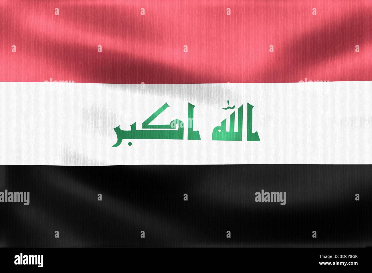 Iraq Floag Fabric texture of the national flag of Iraq waving in the wind ...