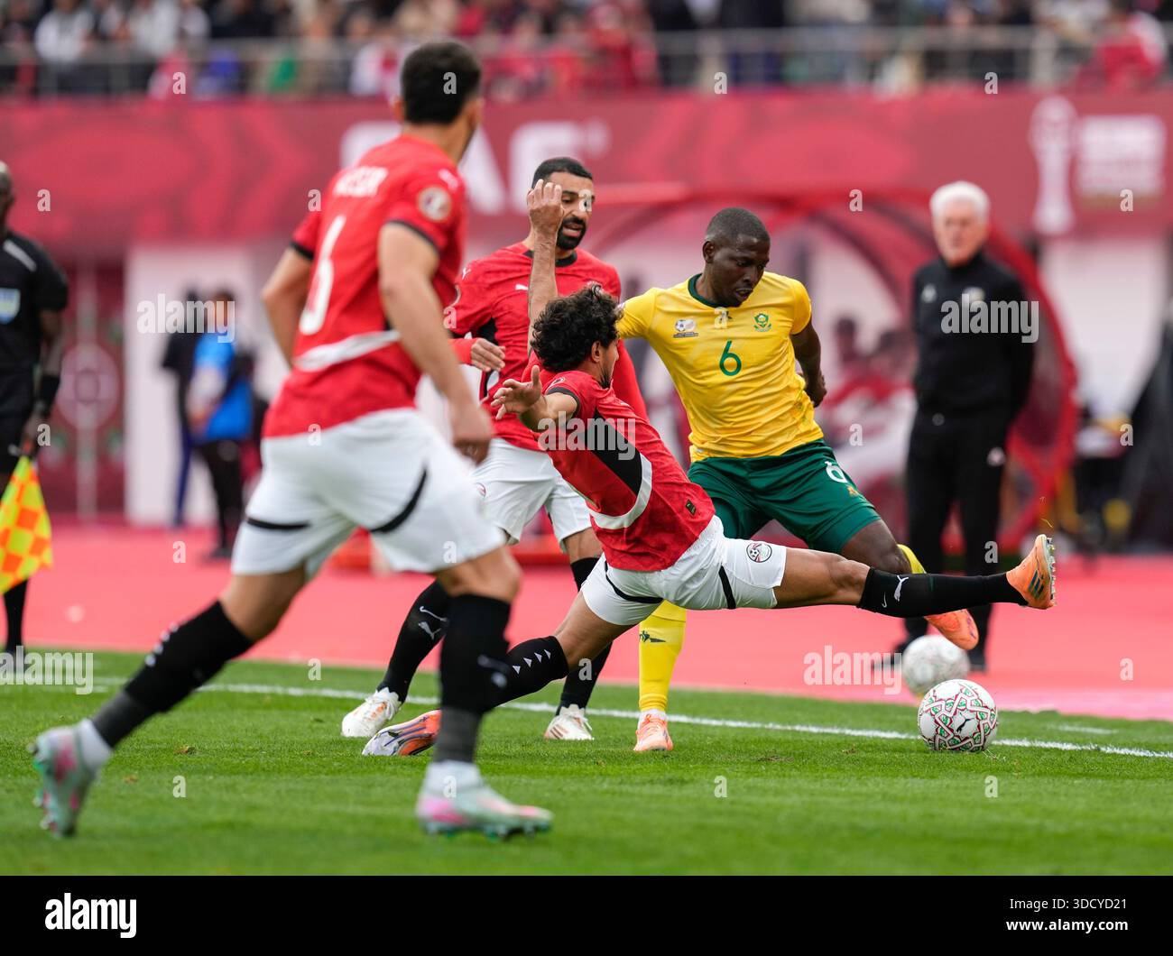 South Africa's Aubrey Modiba is challenged by Egypt's Mohamed Hany ...