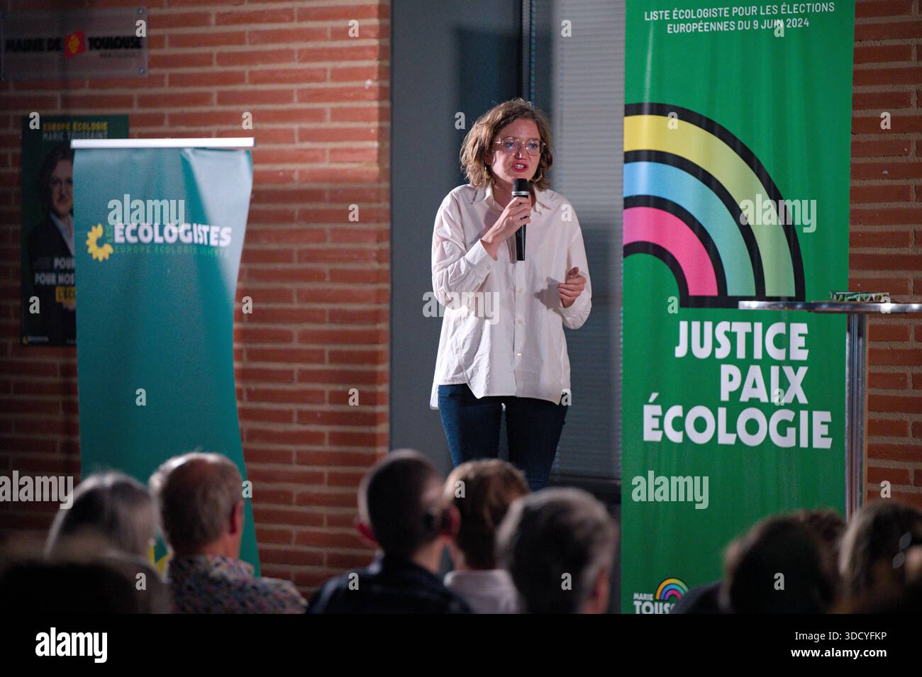 France, Toulouse, 2024-06-06. Marie Toussaint at a meeting in Toulouse. Photography by Sebastien PIGNOL Stock Photo