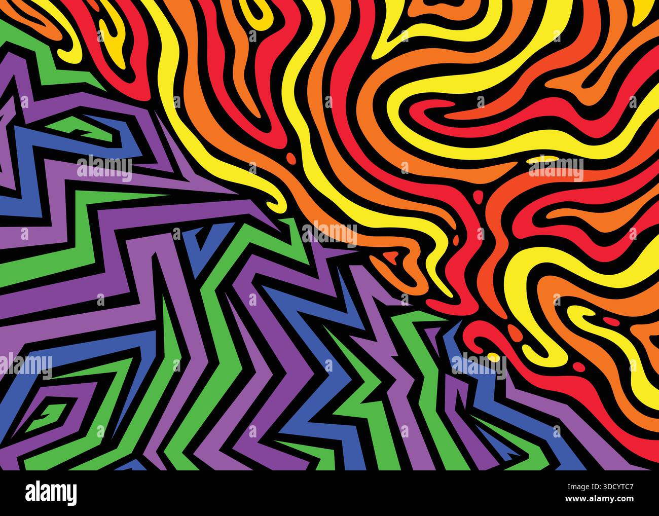 Abstract neon optical geometric liquid stripe pattern background. Vector illustration art backdrop Stock Vector