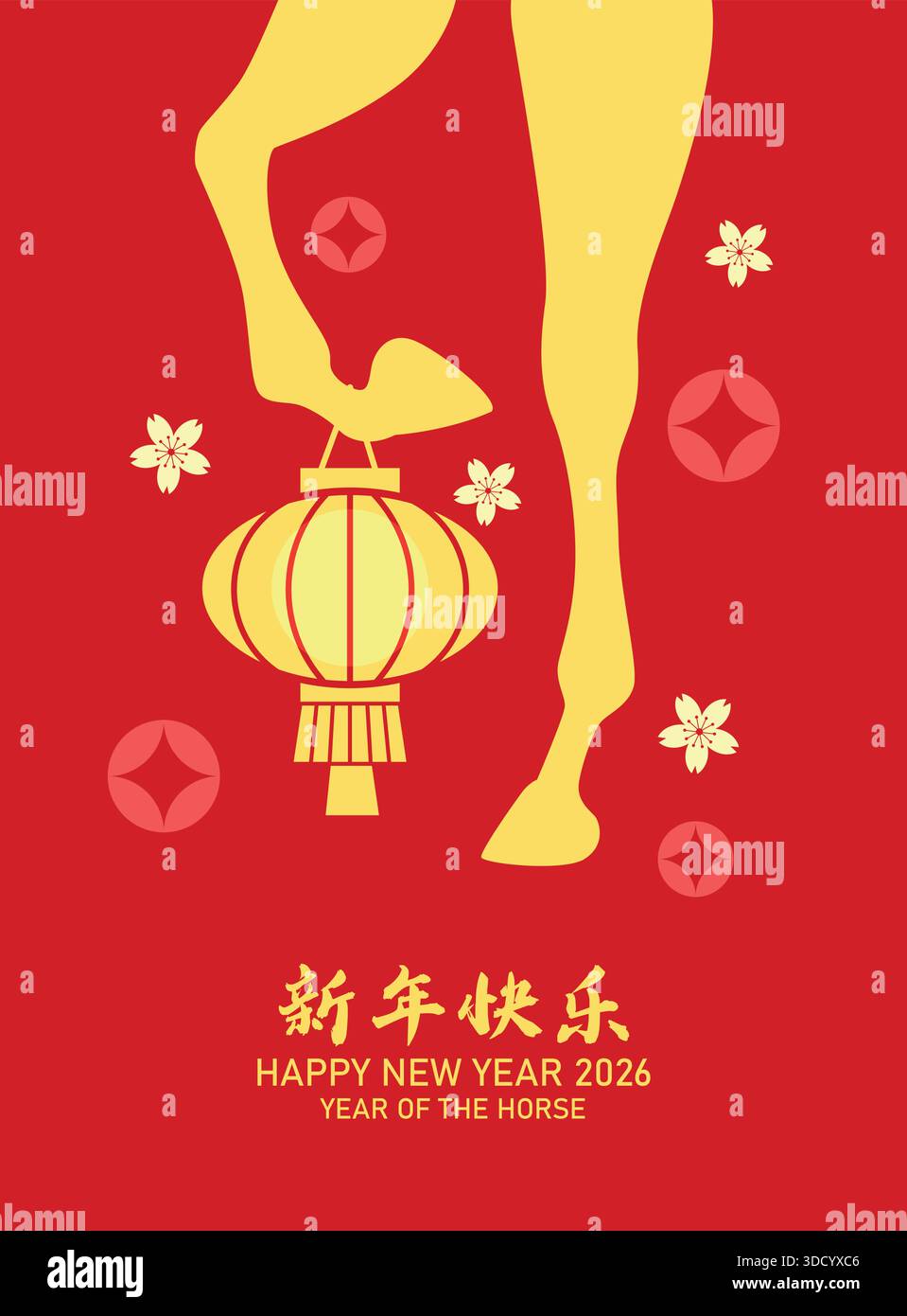 Zodiac horse holding chinese lantern poster. Chinese new year of the ...