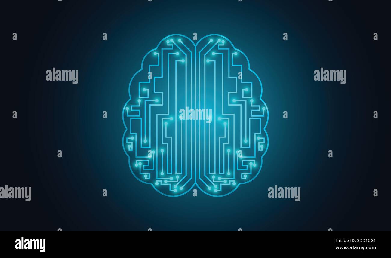 Digital Brain Circuit Artificial Intelligence Technology Concept Stock ...