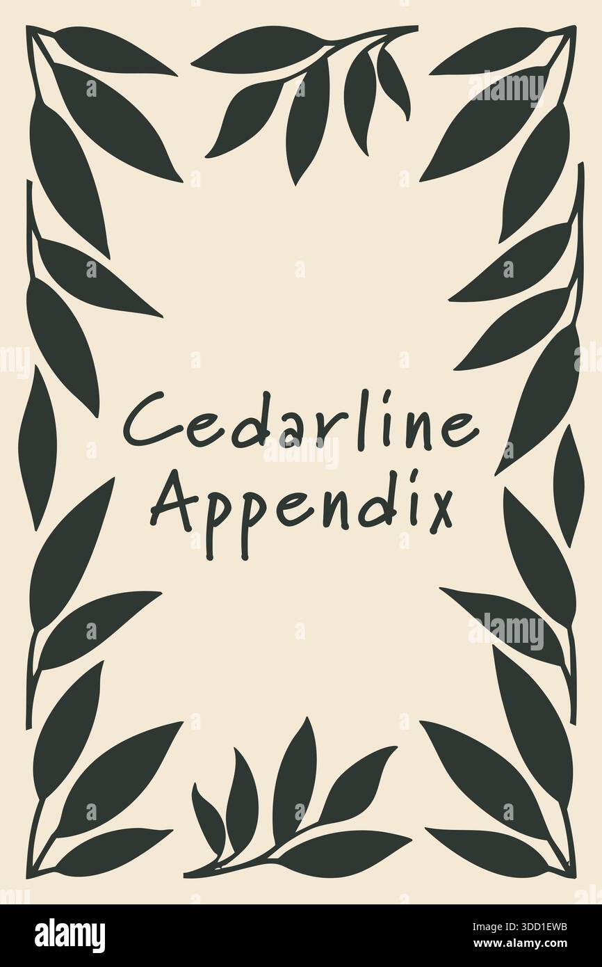 A leafy border surrounds bold hand drawn lettering on a soft cream card ...