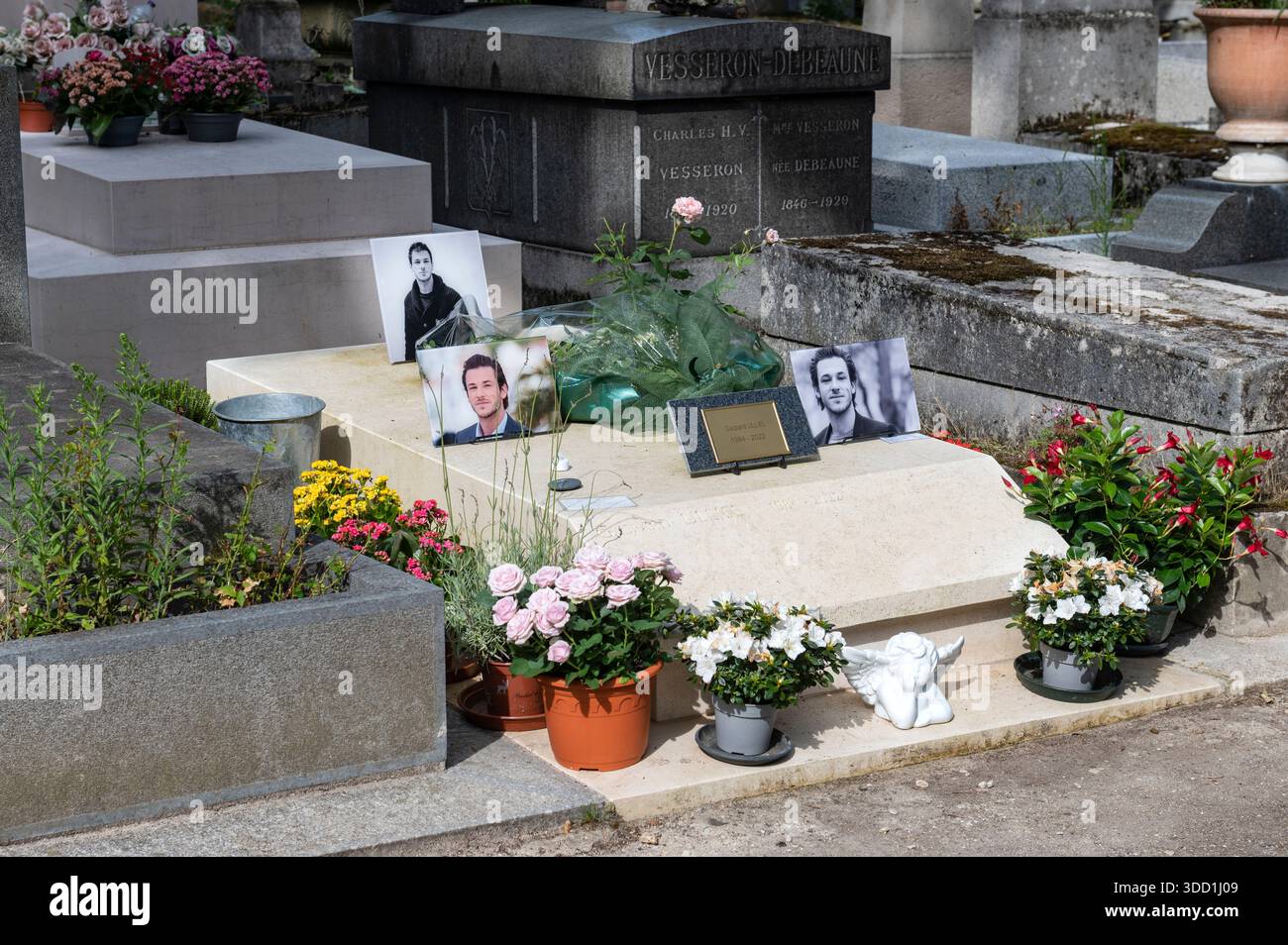 Paris France  Cimetière du Père-Lachaise. Pere Lachaise cemetery the largest graveyard in the city.  Grave of actor Gaspard Ulliel Stock Photo