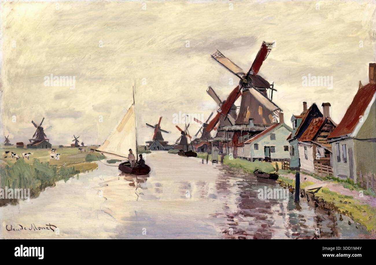 Windmill in Holland, 1871 by Claude Monet (1840-1926). Oil on canvas ...