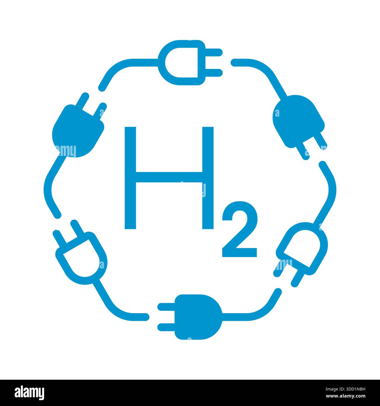 electrical plug and h2 concept. hydrogen energy logo Stock Photo