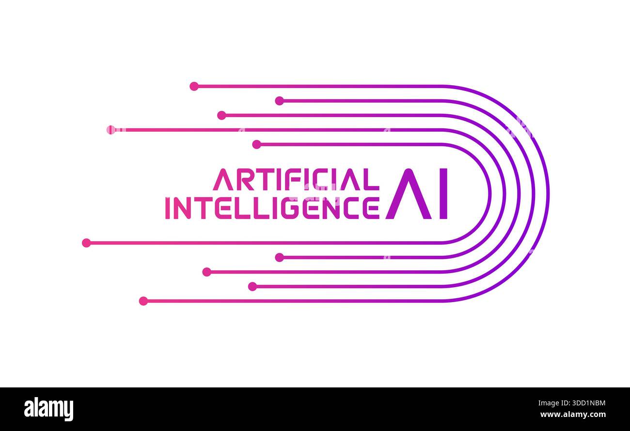 electronic circuit and AI concept. artificial intelligence logo. artificial intelligence concept Stock Photo