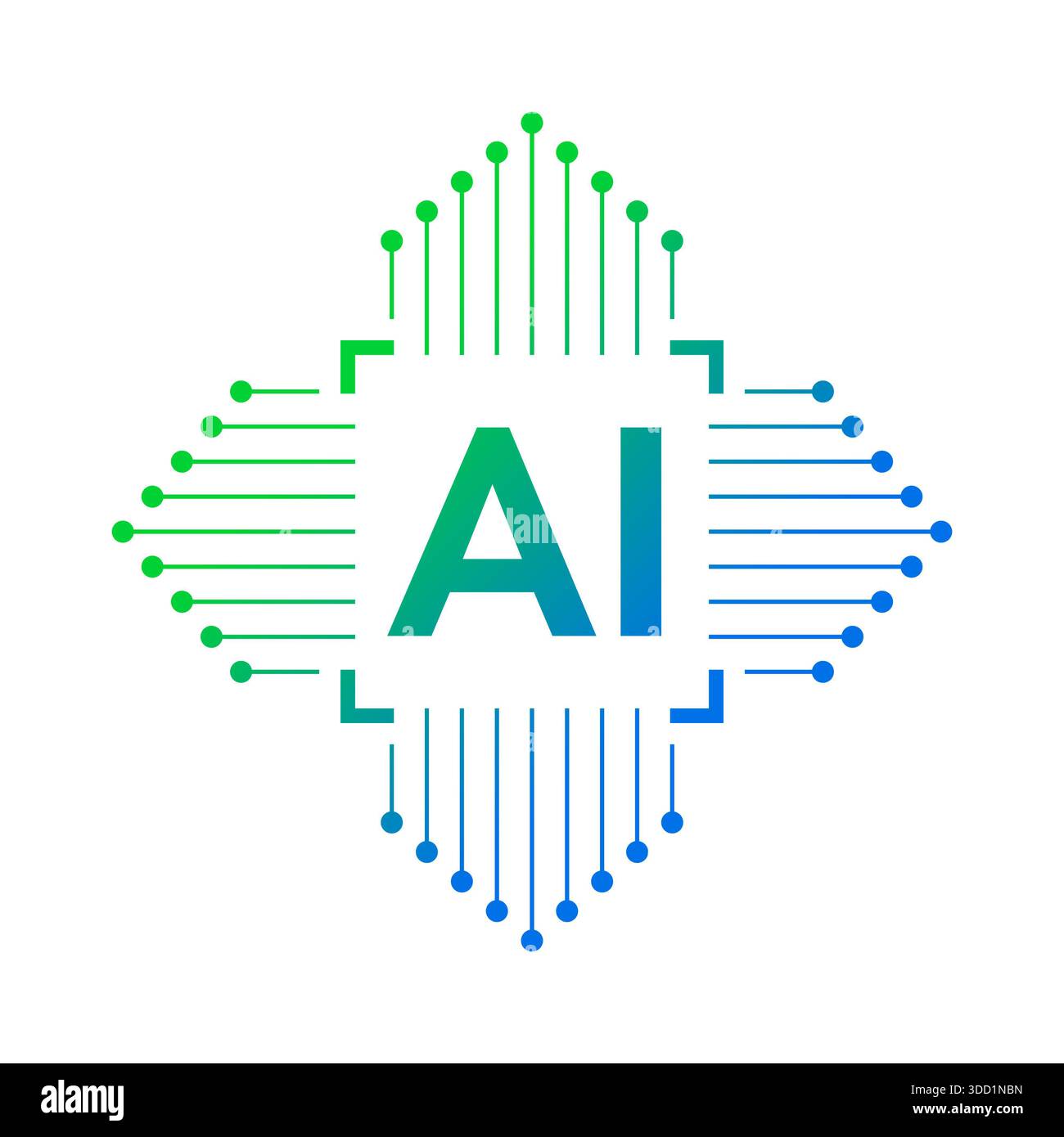 electronic circuit and artificial intelligence. chip and ai concept. artificial intelligence interface Stock Photo