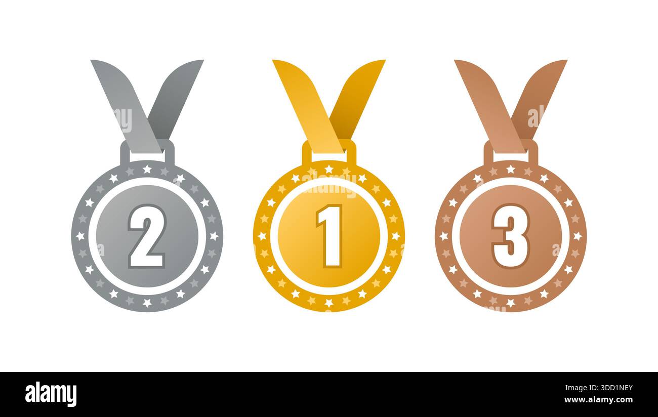first, second, third medal symbols. gold, silver, bronze medal symbols ...