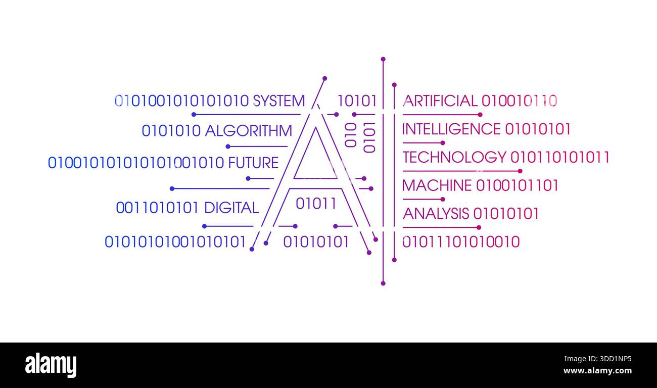 gradient artificial intelligence, system, algorithm, future, digital, technology, machine, analysis concept. technical Stock Photo