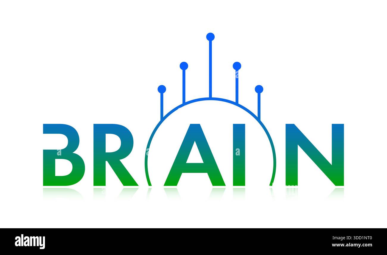 gradient brain and artificial intelligence logo. brain and artificial intelligence concept. electronic artificial intelligence Stock Photo