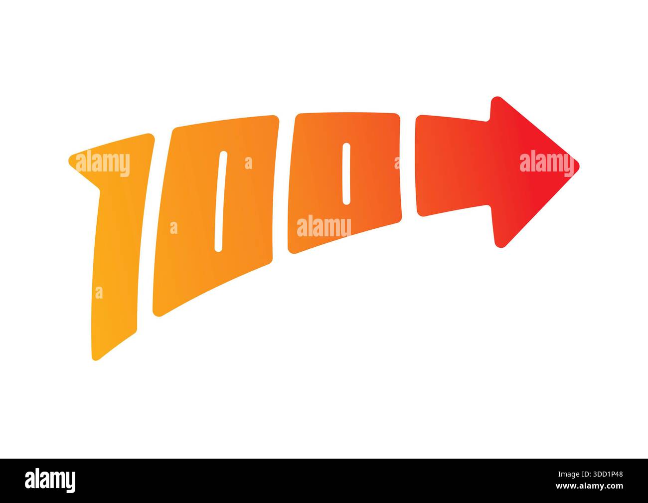 hand drawn number 100 and arrow sign. perspective number 100 concept ...