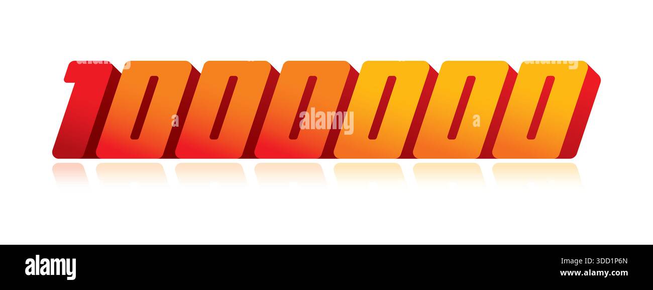 Red 1000000 hand drawn number 1000000. one million number. 1000000 number for the ...