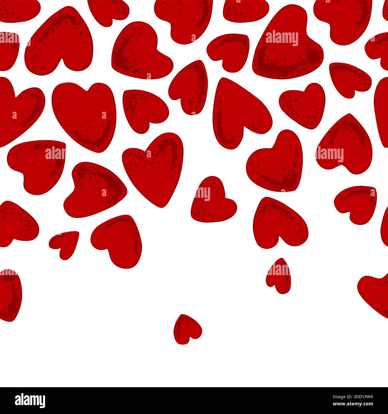 Red hearts seamless pattern. Horizontal border frame design element ...