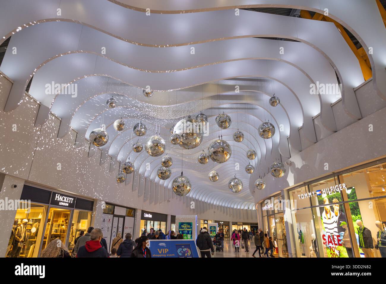 Interior view of the Icon Outlet shopping centre at The O2 Arena in ...