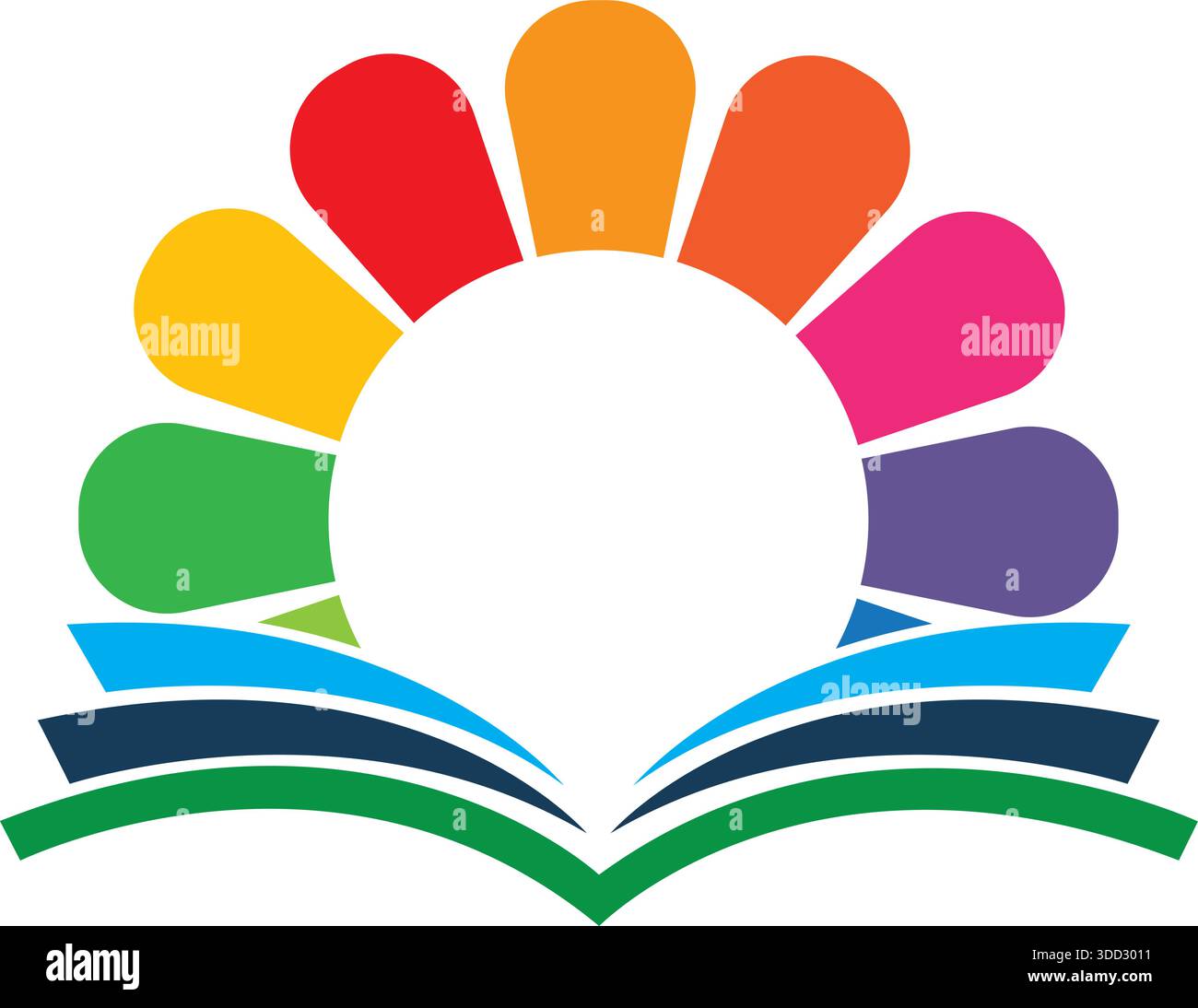Book Sun Education Rainbow color Logo Vector Learning Template Design Stock Vector