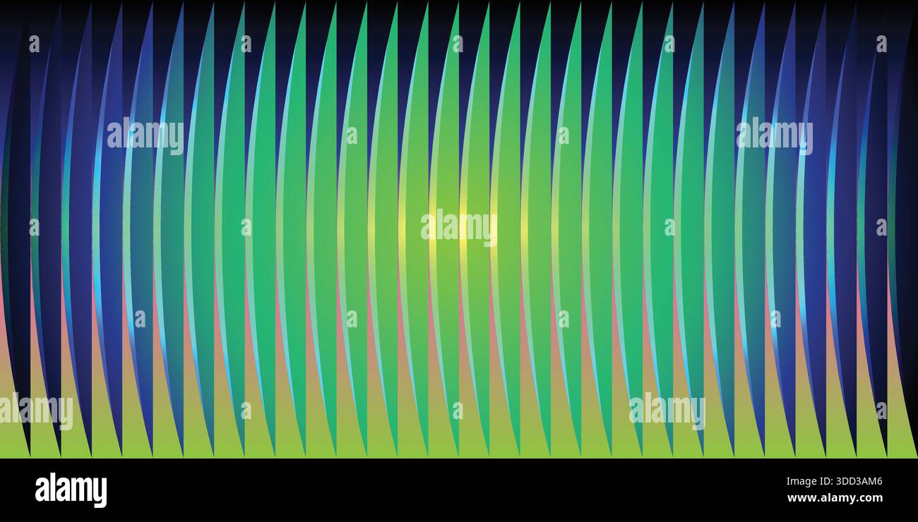 Glass gradient texture with teal and navy ripple pattern and smooth light distortion. Wavy abstract flow, futuristic blur effect, reeded vertical disp Stock Vector