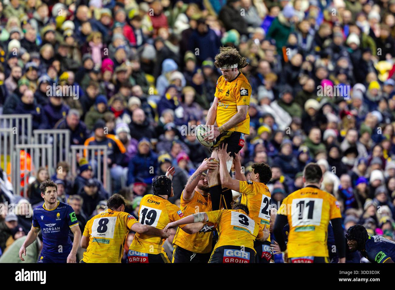 Worcester, England, UK, 27 December 2025. Jamie Campbell of Chinnor RFC ...