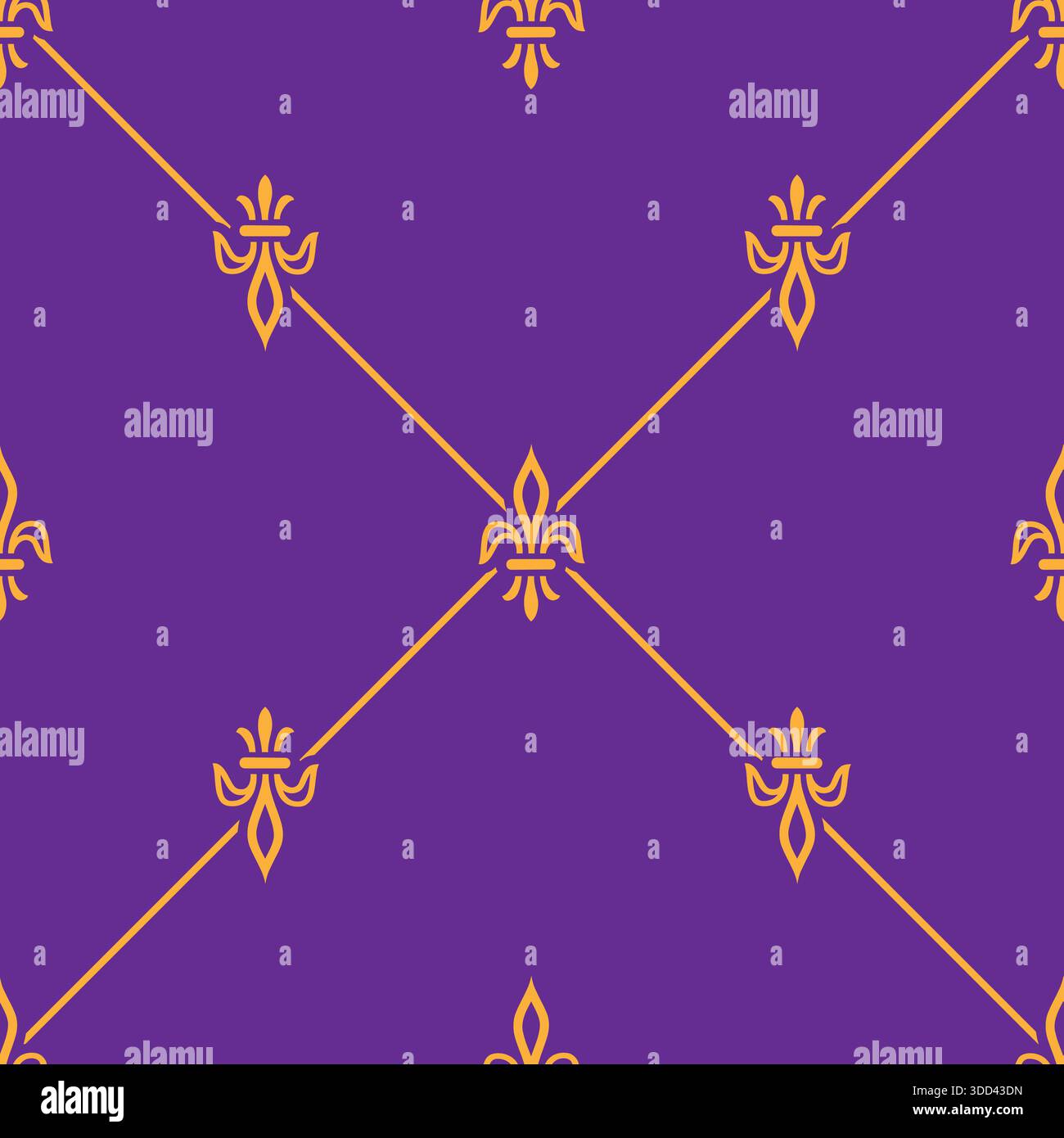 Traditional seamless french lily pattern using as background, vector illustration Stock Vector