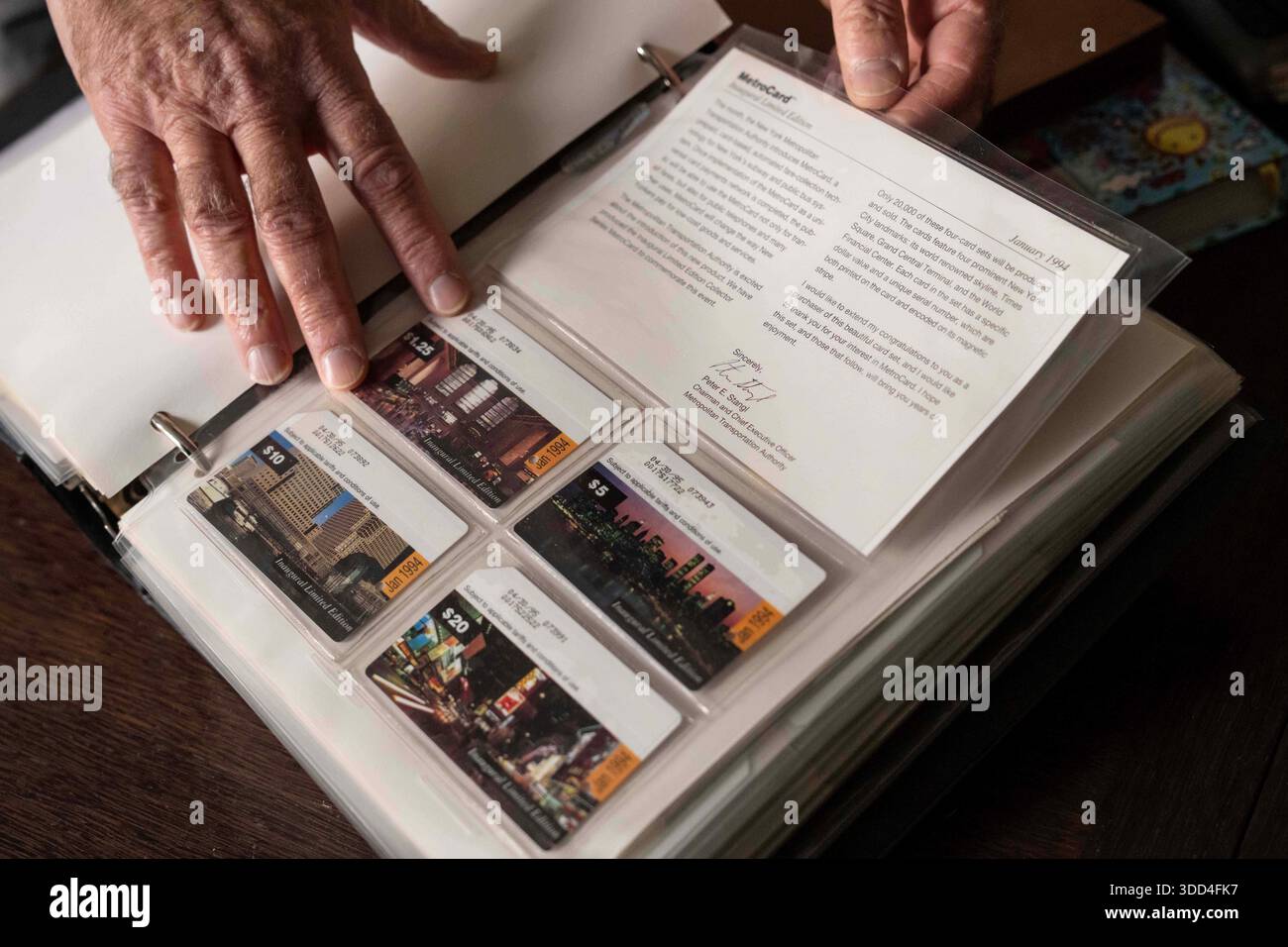 Lev Radin, a MetroCard collector, shows his collection of Inaugural ...