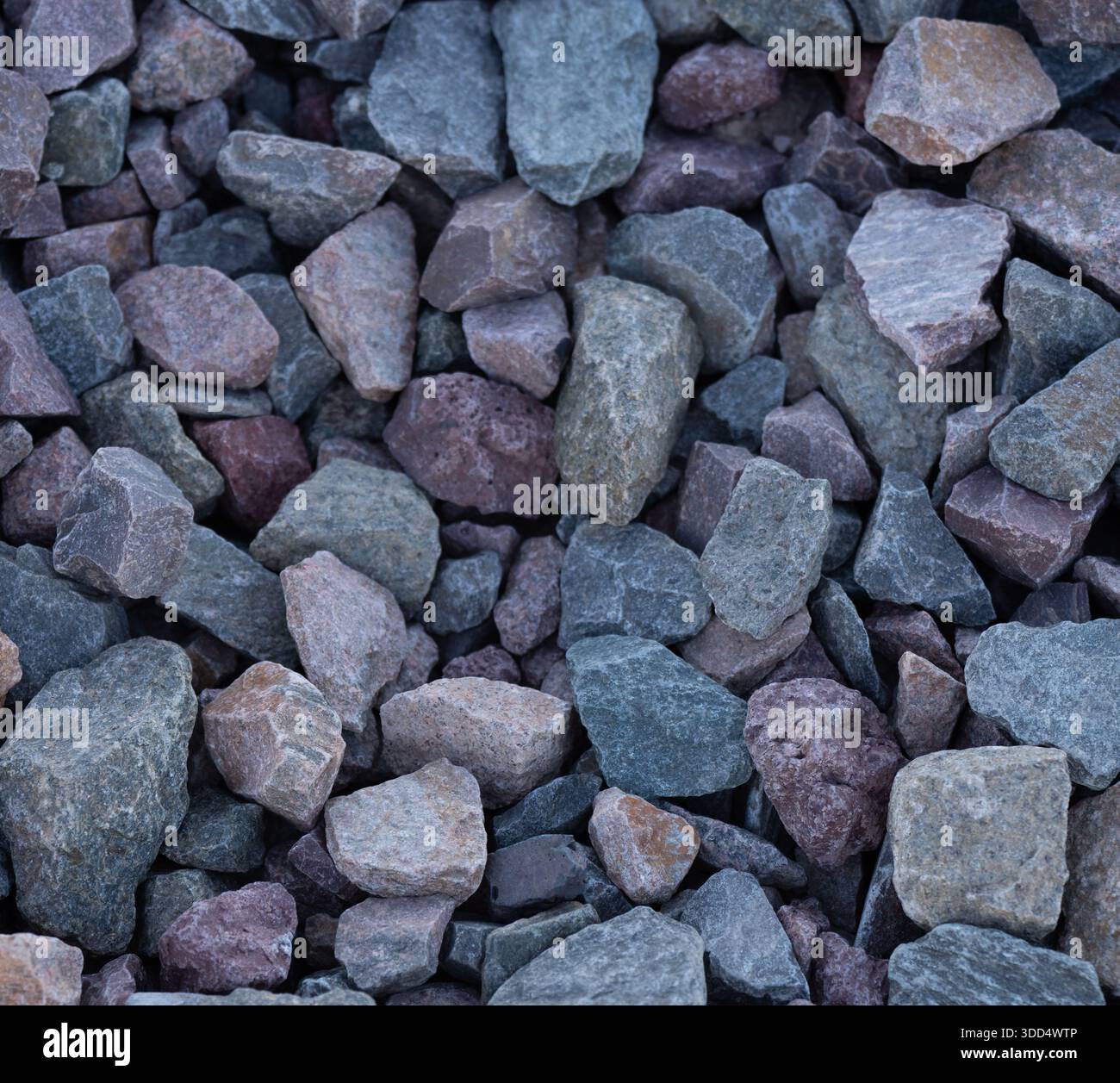 Above Rocks Multiple rocks on the ground in a railbed as seen from above multiple ...
