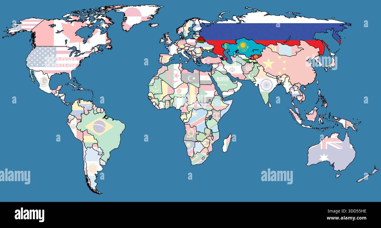 Commonwealth of Independent States member countries on blue digital ...