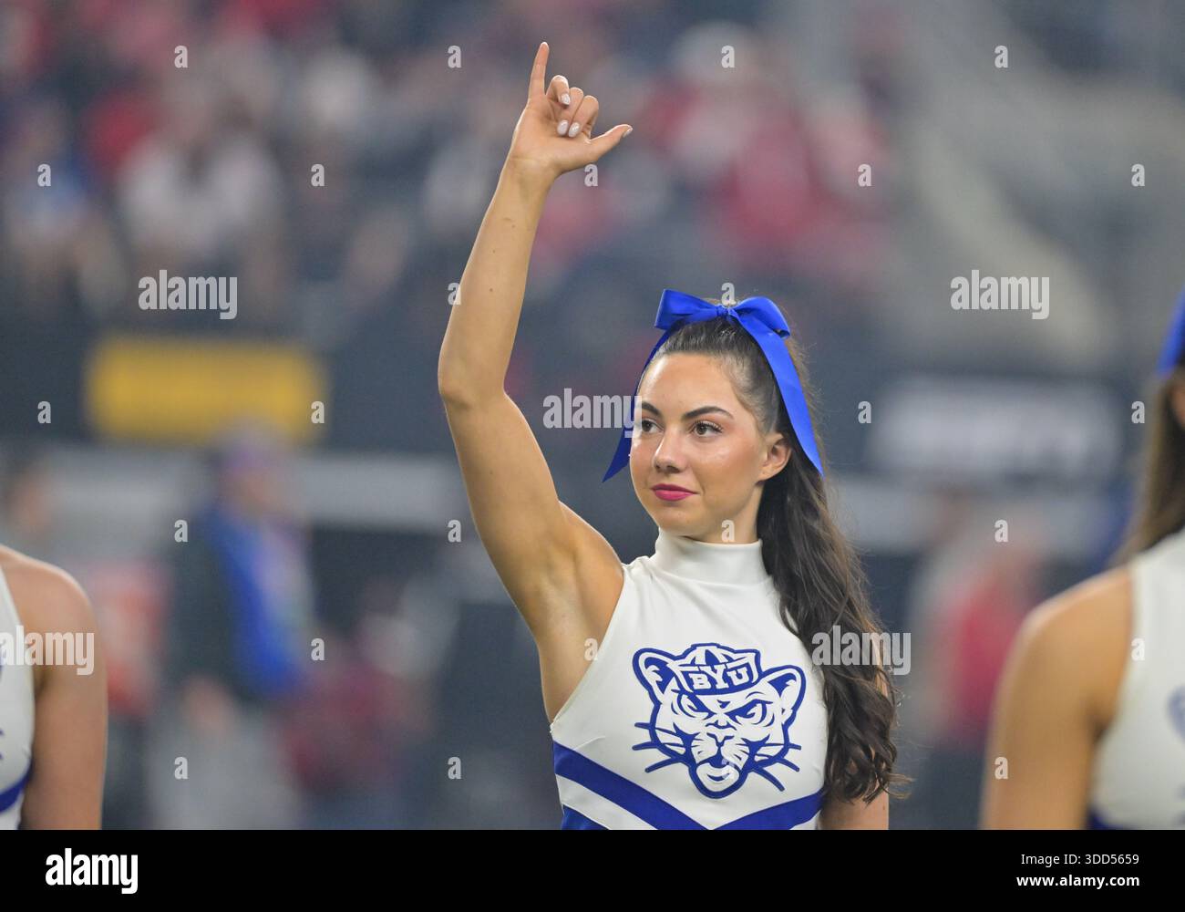 December 06, 2025 BYU Cougars cheerleader during the 2nd half of the ...