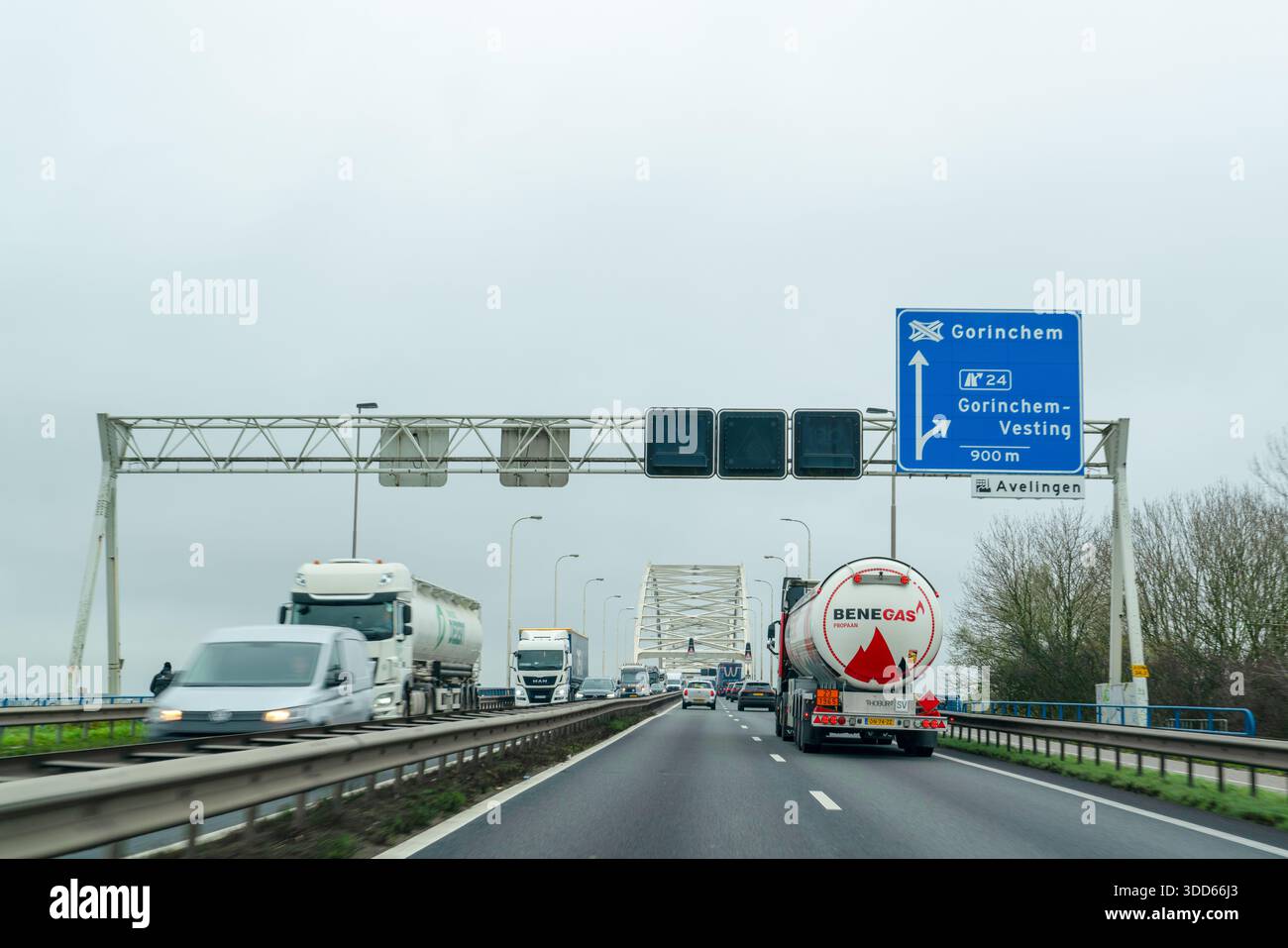 Netherland - November 28 2025: Dutch Highway Traffic with Trucks and ...