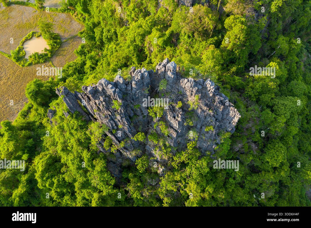 Aerial perspective captures jagged rocks hi-res stock photography and ...