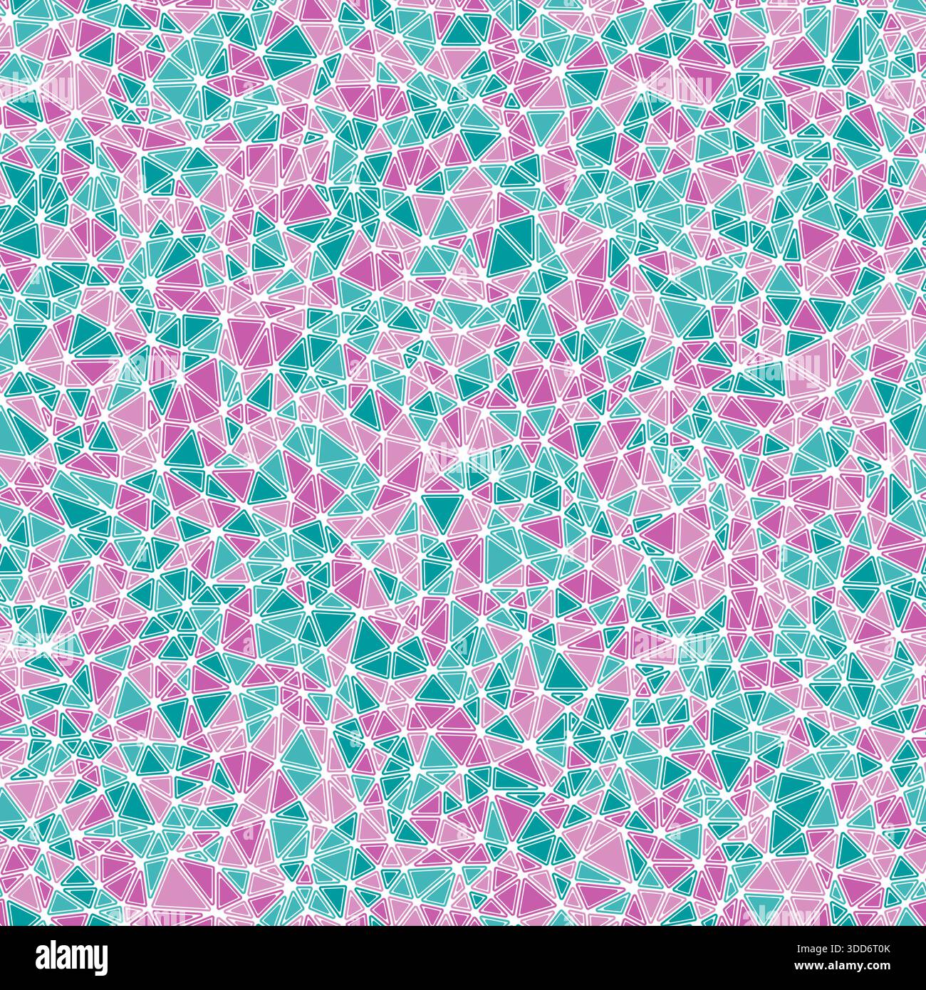 Abstract background with mosaic triangle shapes. Rounded solid shapes in frames. Small triangle size. Multiple colors style. Repeatable pattern. Stock Vector
