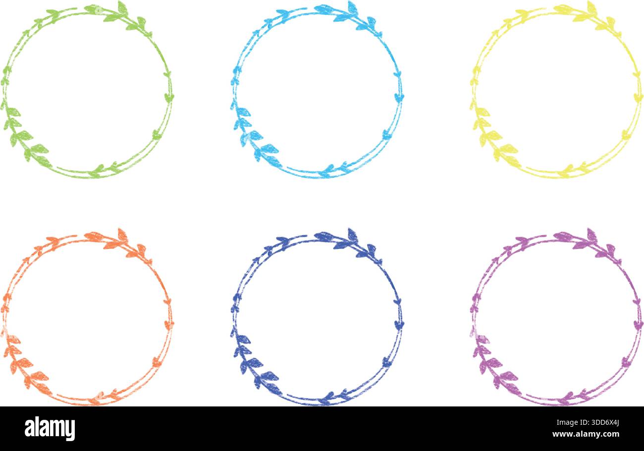 Leaf frame drawn with crayons. Stock Vector