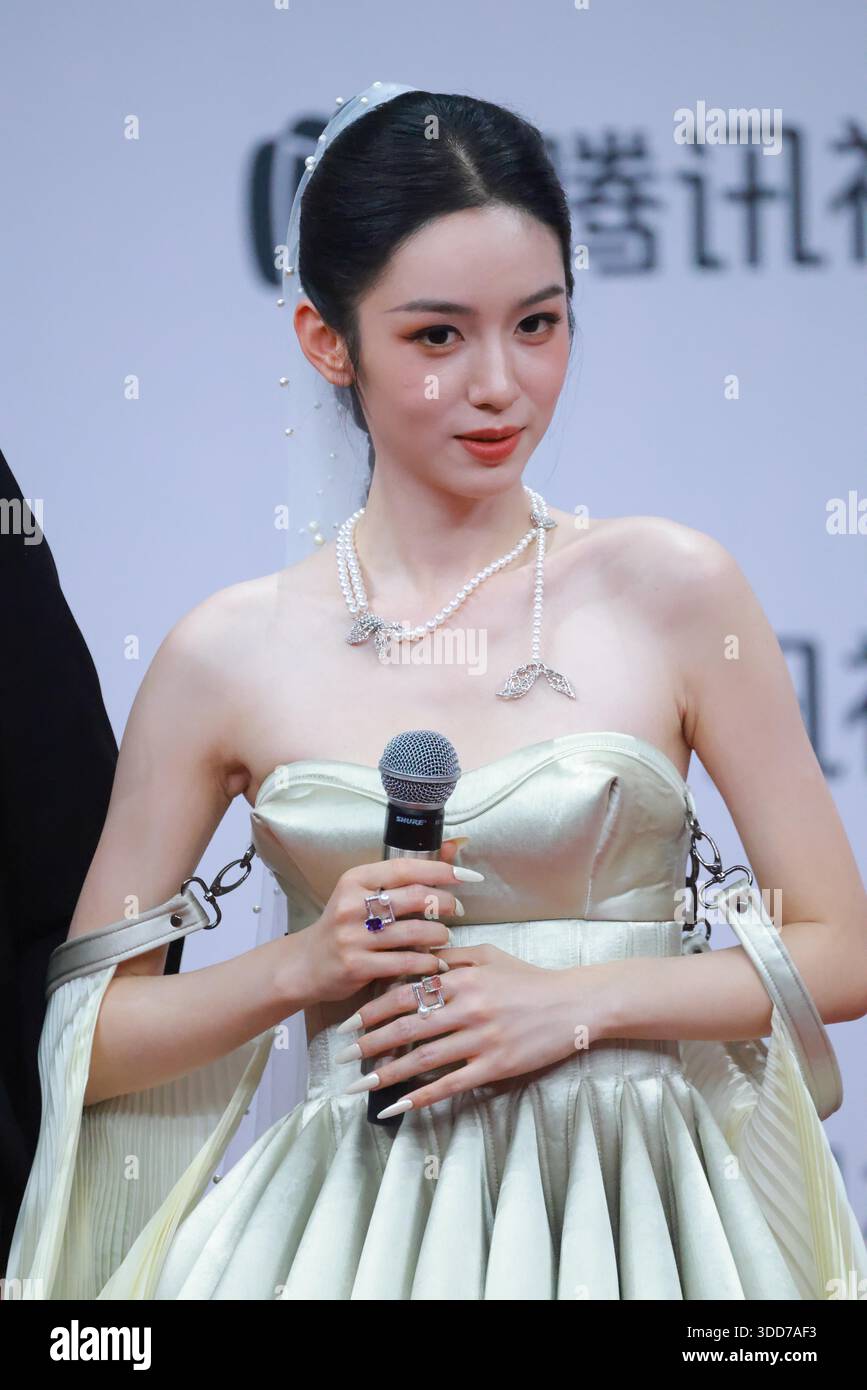 Chinese actress Zhou Ye attends the 2025 Tencent Video All Star Night ...