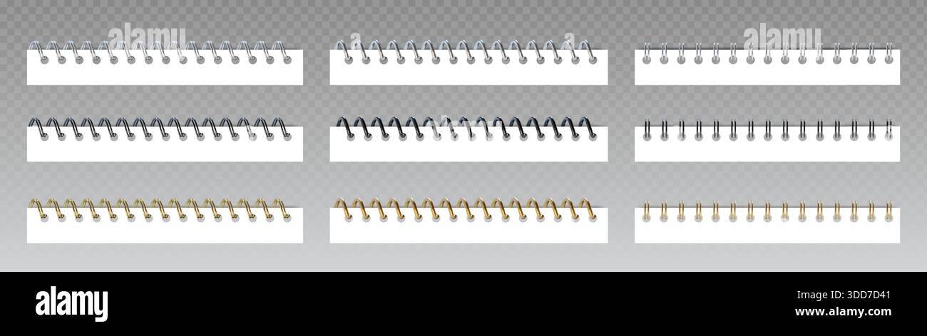 Collection of spiral binders for notebooks isolated on transparent ...