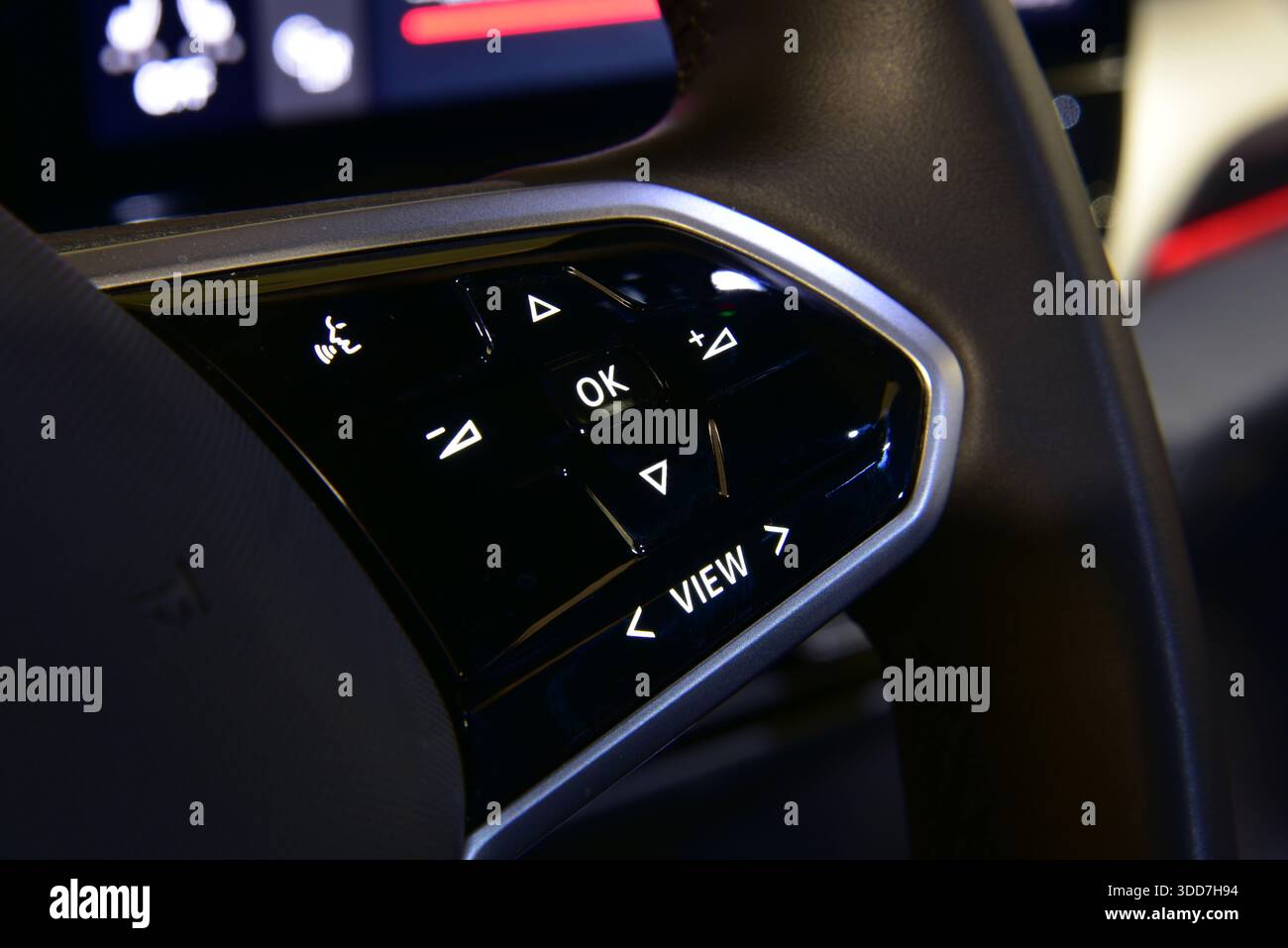 Steering wheel buttons for function control Stock Photo