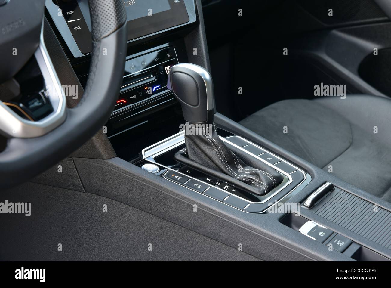 Automatic selector lever in the passenger car Stock Photo
