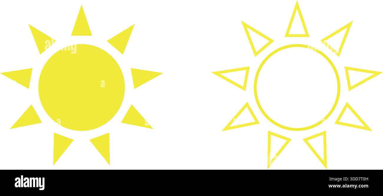 Sun icon set. Vector flat design. Stock Vector