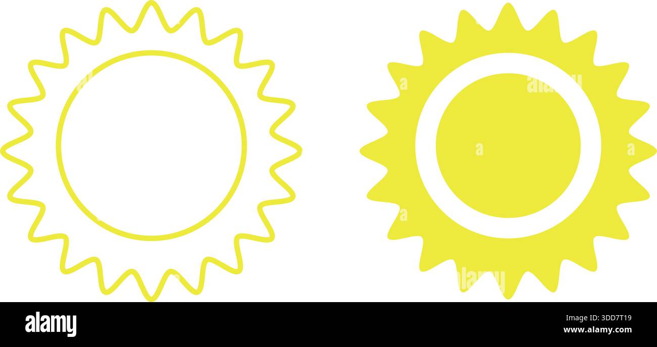 Sun icon set. Vector flat design. Stock Vector