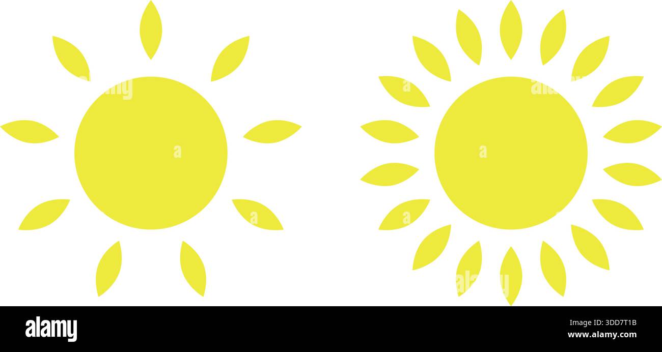 Sun icon set. Vector flat design. Stock Vector