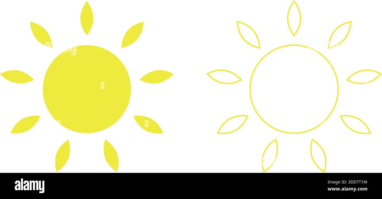 Sun icon set. Vector flat design. Stock Vector