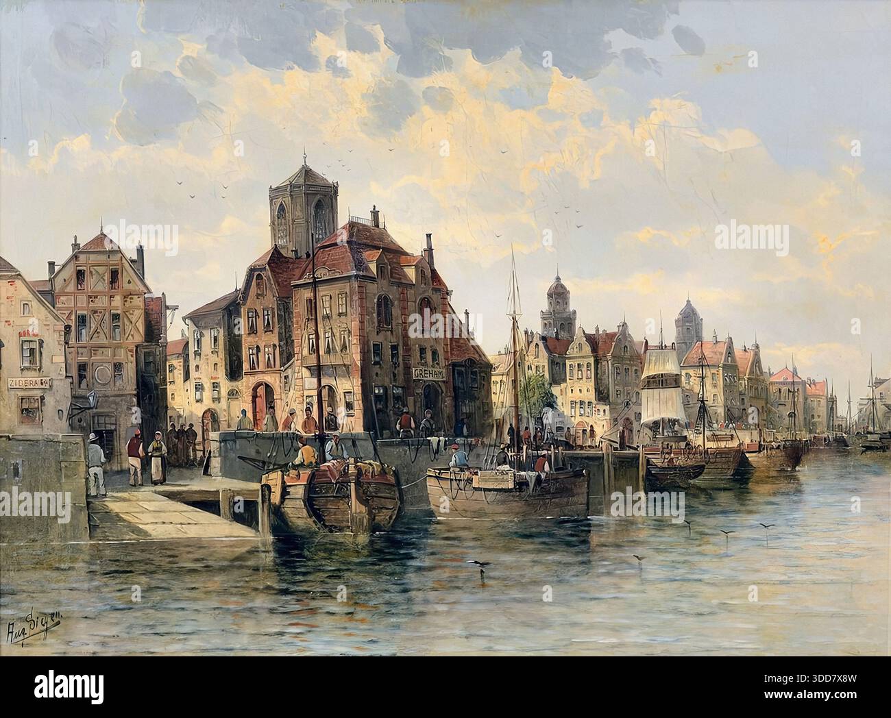 August Von Siegen - Ansicht Von Elbing, Ostpreussen 1 Stock Photo