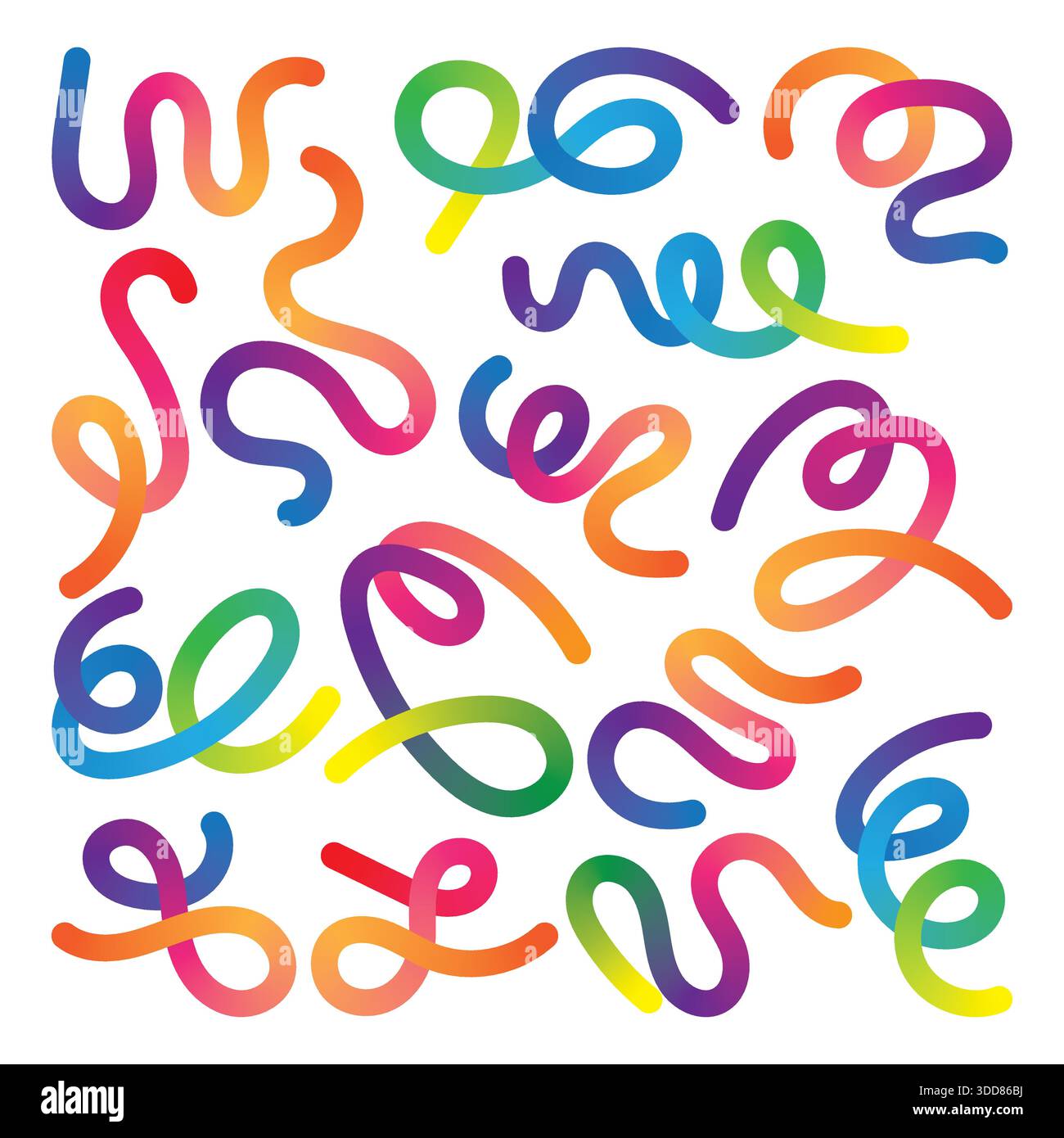 Abstract Rainbow Gradient Ribbon Lines with Dynamic Wavy Shapes vector fluid wave line Design Stock Vector
