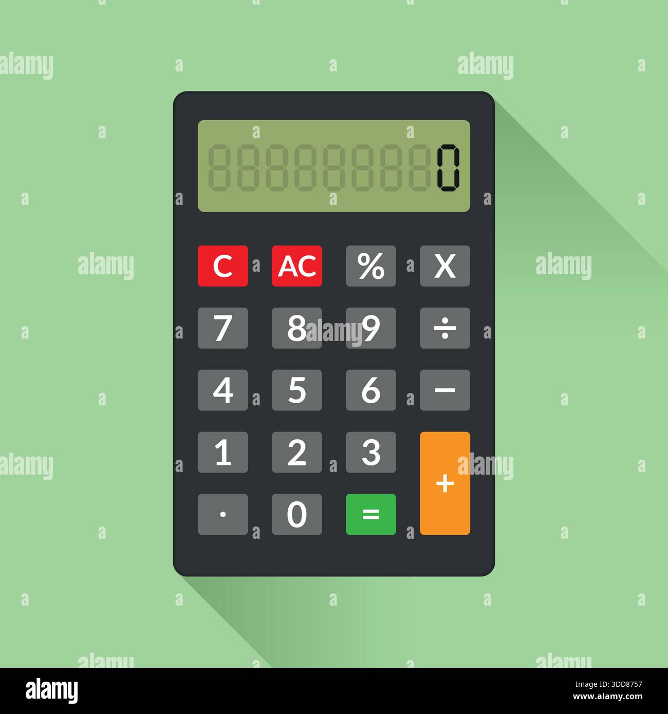 Realistic dark electronic calculator vector illustration Stock Vector