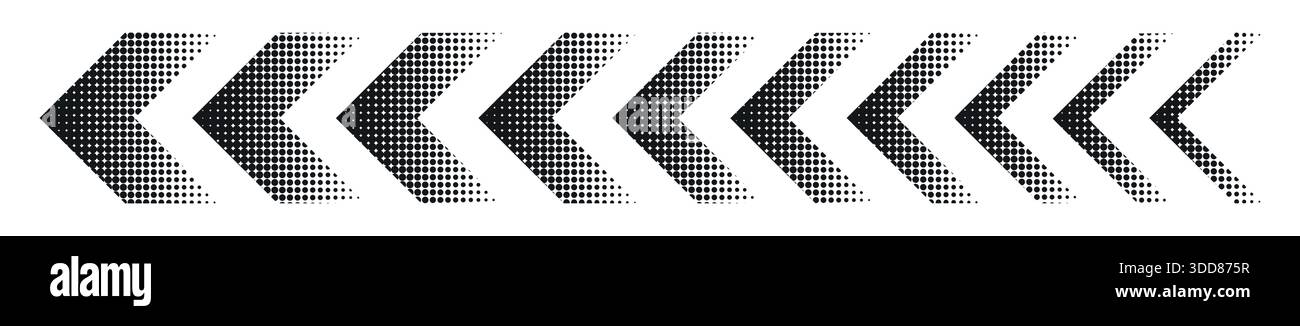 Halftone moving arrow representing speed, acceleration, fast vector illustration Stock Vector