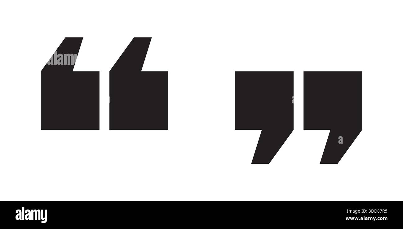Black quotation marks symbol for citing and referencing text vector illustration Stock Vector
