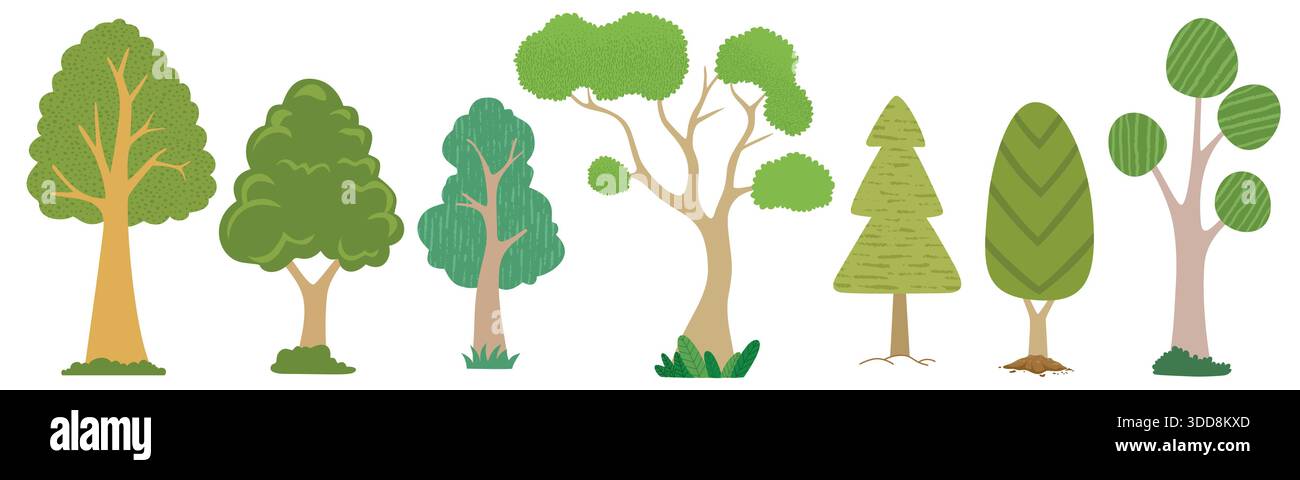 Set of trees vector cartoon Stock Vector
